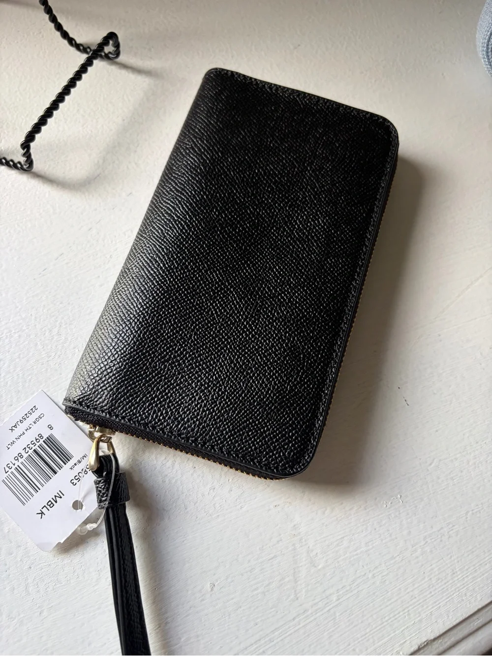 COACH NWT Black Leather Phone Wallet